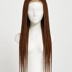 Knotless Box Braids Wig 36" | 360° HD Full Lace Glueless Brown for Black Women