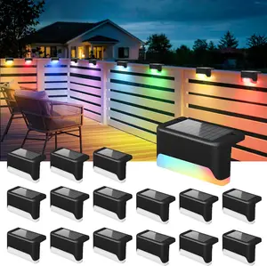 Solar Deck Lights Outdoor, Solar Fence Lights Waterproof LED Step Light for Outside,Patio,Stair,Garden,Yard,Railing,Front Porch, Balcony Decor(16 Pack RGB)