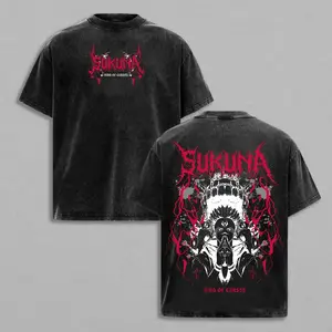 Ryomen Sukuna Shirt – Jujutsu Kaisen JJK Vintage Washed Oversize Anime Tee | Cursed King Graphic T-Shirt for Fans