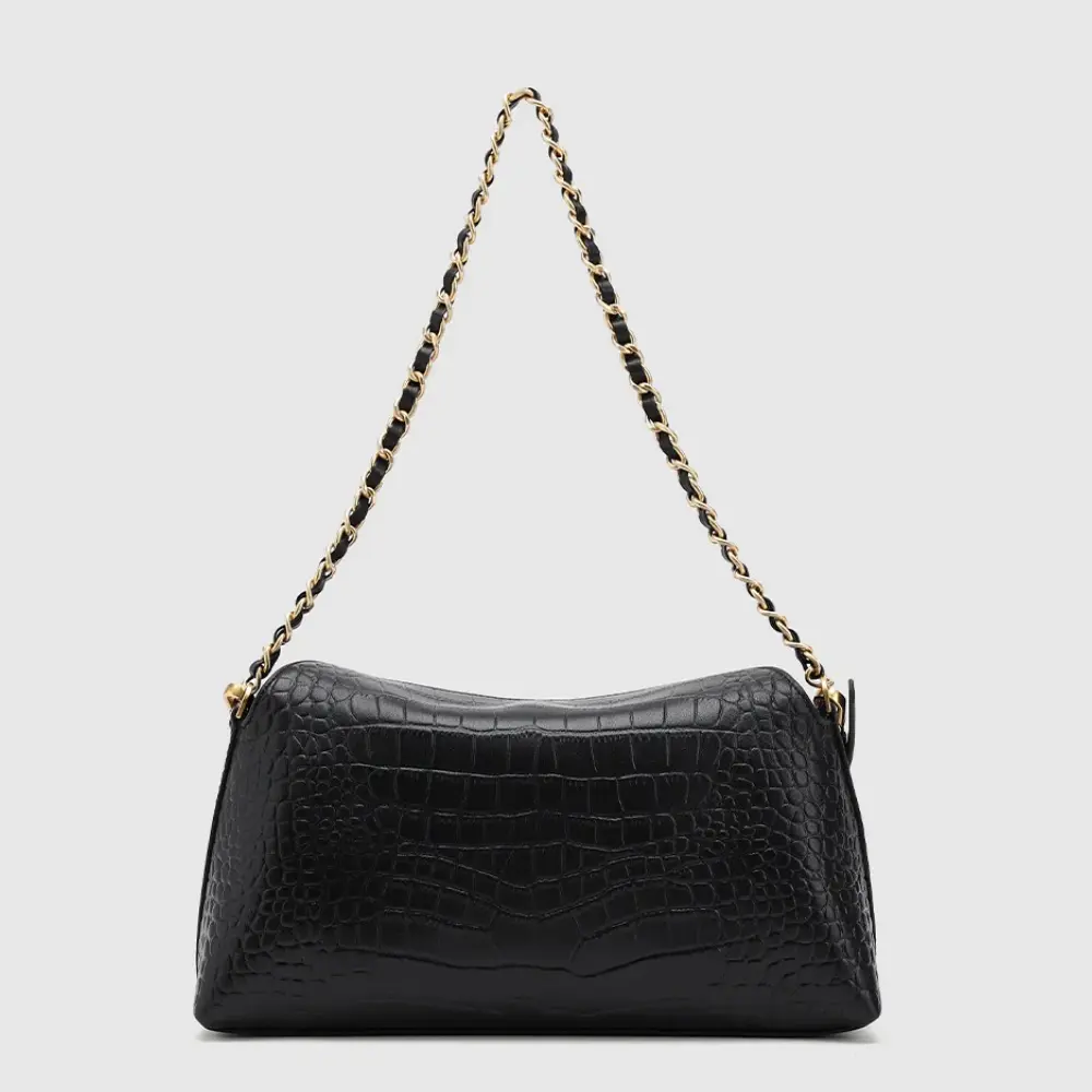 URBAN REVIVO Women's Chain Crossbody Bag, Crocodile Embossed Bovine Leather Shoulder Bag UAWB50307, Chain Crossbody Bags