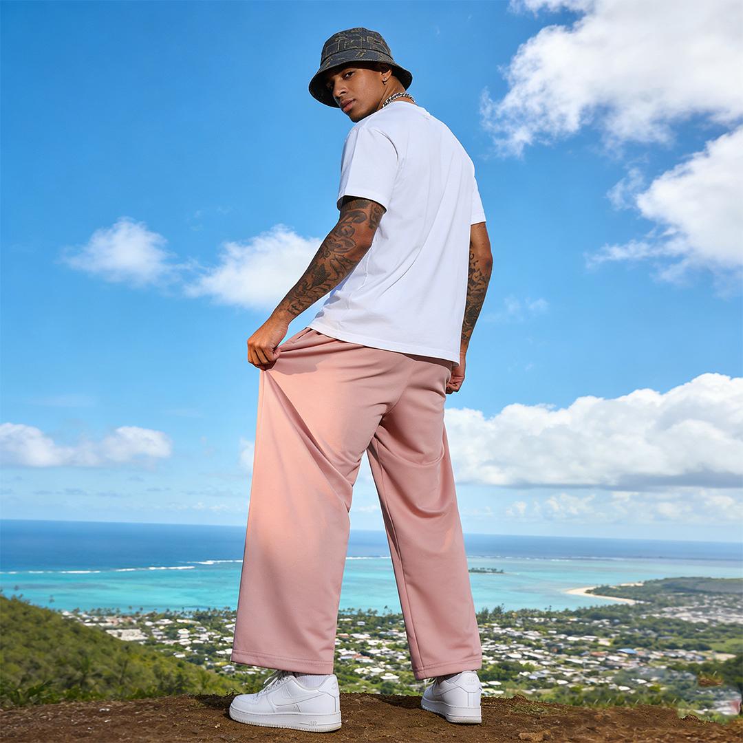 Men's 6-Piece Solid Color Drawstring Casual Long Pants, Street Style Loose Fit Sports Pants