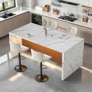 【Ships in Two Packages】Miereirl 47 Inches Round Dining Table for 4-6, Round Kitchen Table with Sturdy Metal Legs, Space-Saving Wood Circle Dining Table with Thick Desktop, Dinner Table for Small Space (Grey)