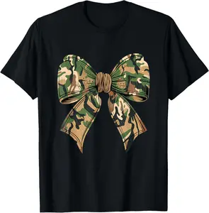 Camo Coquette Bow Hunting Camouflage Old Hunter Womens Casual Short Sleeve Cotton T-Shirt