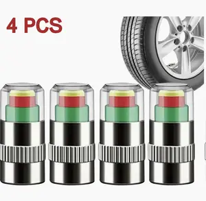 4 PCS Car Tire Pressure Monitor Valve Stem Caps, 3 Color Eye Alert Tire Pressure Monitor Sensor Indicator, 2.4 Bar 36PSI Pressure Monitor Tire Valve Stem Caps, Universal for Most Cars