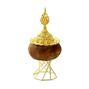Golden Color Vintage Arabian Bakhoor Incense Holder with Removable Lid, for Zen Home Fragrance Use