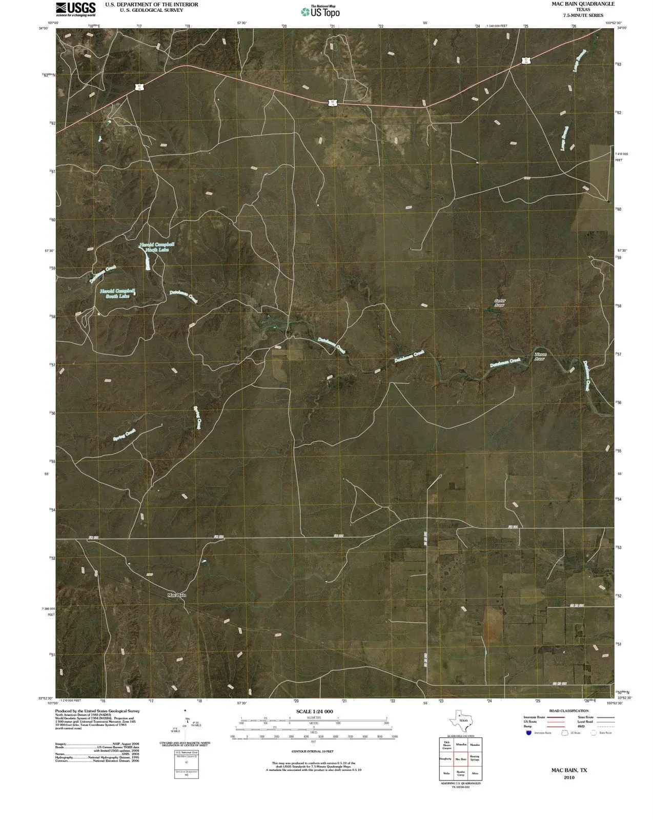 Mac Bain Texas USGS Topographic Quadrangle Map, 2012, 1:24000