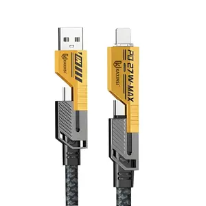 65w Super Fast Charging Four-In-One Data Cable Dual Port Compatible with Huawei & Apple, High-Speed Charge USB-C Charger Adapter