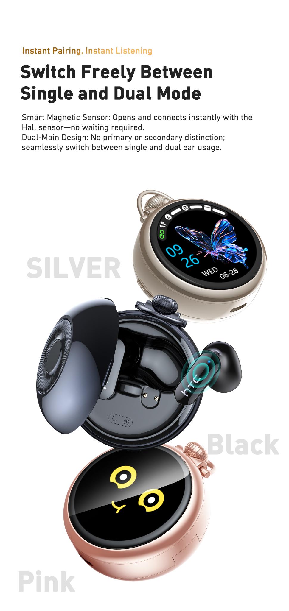 HTC NE71 Wireless Earbuds Bluetooth 6.0 Earphones Touchscreen Earbuds, Suitable for Office, Sports, Study and Audio Calls, Waterproof Headsets, Long Battery Life Built-in Microphones Bluetooth Headphones