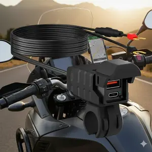 Shockproof Waterproof Motorcycle Phone Charger with PD Fast Charging LED Indicator Durable Hard Case for Bike Outdoor Riding Portable USB C Charger