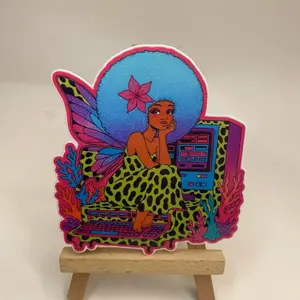 Prism.exe Techno Fairy #3 Die Cut Vinyl Sticker with Colorful Design and Unique Artwork Featuring a Fairy and Leopard Print Elements