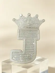 M2-2344 Crowned Initial Pendant - Letter J Blinged-Out Iced-Out Hip Hop Streetwear Fashion Statement Charm outdoorfun
