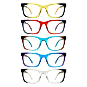 5pcs Elegant And Vintage-Style Blue Light-Blocking Reading Glasses With Rectangular Frames, Durable Lenses, And Spring Hinges—Perfect For Everyday And Casual Wear In a Variety Of Settings