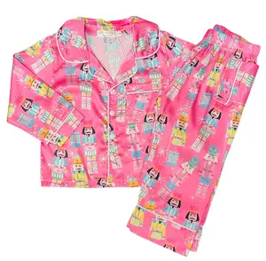 Tweenstyle Pink Nutcracker Print 2pc Satin Lounge Set