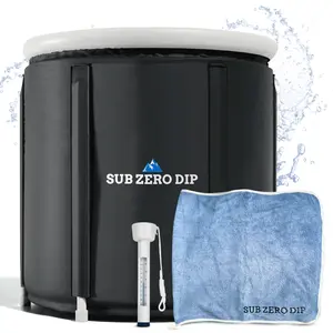 Outdoor XL Cold Plunge Tub Kit 116Gal-440L Portable Ice Bath Tub for Athletes and Adults - Includes Recovery Essentials: Cold Tub, Towel and Thermometer - Ice Pod and Cold Tub