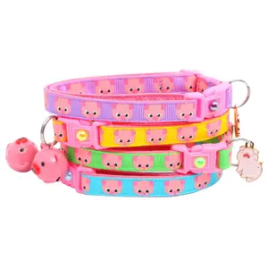 Pink Pigs Breakaway Safety Handmade Cat Collar by Pugs2Persians Piglet Farm Piggy Fat