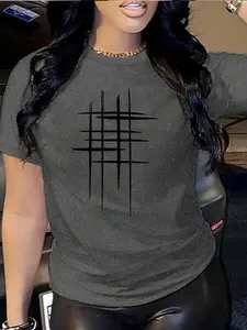 Women's Casual Fashion Loose Round Neck Short Sleeve Top, Cartoon Print T-Shirt, Fitted Style, Comfortable and Stylish