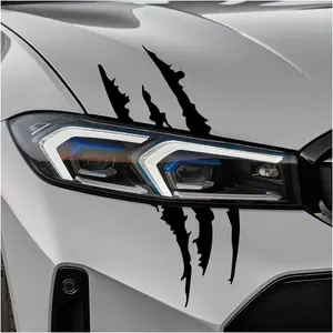 2 PCS Car Claw Mark Stickers, Monster Claw Headlight Decals Waterproof Vinyl Sticker, Stripes Scratch Marks Exterior Decoration for Sports Car SUV Pickup Truck Hood Window (Black)