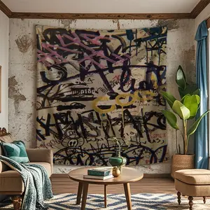 Artistic graffiti printed tapestry, modern design style, multi-purpose perfect choice for home, living room,  dormitory Decoration Gift Wall 30*40