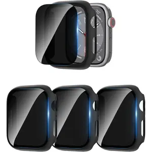 [3 Pack]  Screen Protector for  Watch 9/8/7 45mm, Hard PC Ultra-Thin Case with -in Anti-Peeping Tempered Film for  Watch Series 9/8/7 45mm, Black/Black/Black