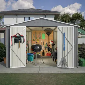 10 x 10 FT Outdoor Storage Shed, Large Metal Garden Shed with Updated Frame Structure & Air Vents, Sheds & Outdoor Storage Tool Sheds for Backyard Garden Patio Lawn