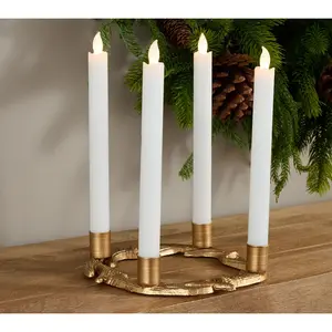 8" Round Antler Taper Holder w/ Wax LED Tapers by Lauren McBride