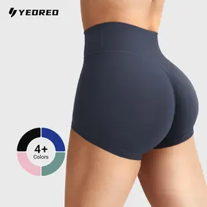 YEOREO Women’s 2.5" No Front Seam Biker Shorts High Waist Seamless Active Shorts for Gym Yoga Running Greenish