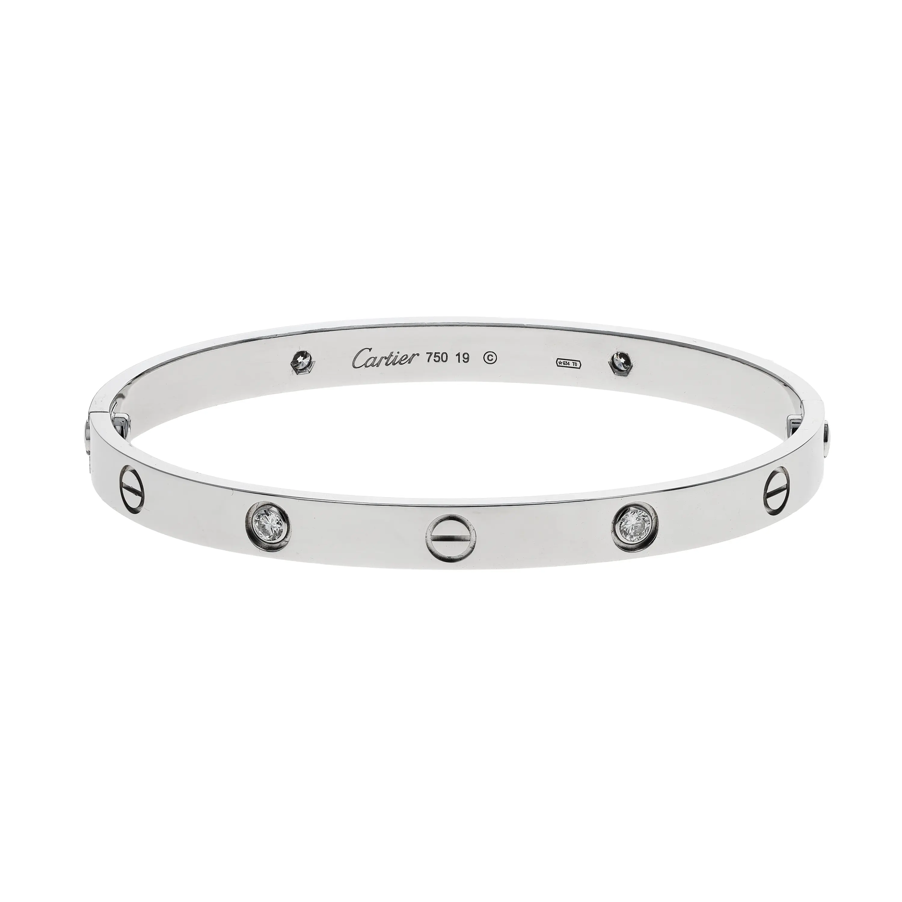 Pre-owned Cartier Love Bangle Bracelet Size 19