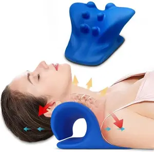 Neck and Shoulder Relaxer, Cervical Traction Device for Muscle Tension Relief, Neck Stretcher for TMJ Pain Relief and Cervical Spine Alignment, Chiropractic Pillow, Blue