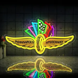 Brickyard Speedway Neon Sign Indy 500 Racing Neon Light Perfect for Garage, Bar & Man Cave Racing Wall Decor for Fans USB Powered with Dimming
