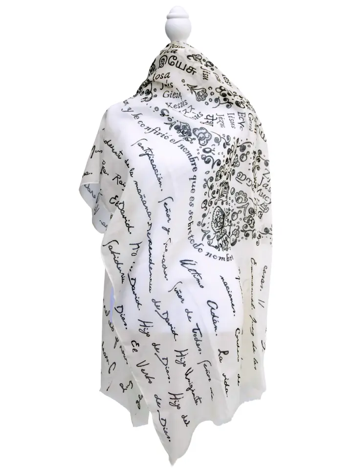 Prayer Scarves Christian Philippians 2:9 Jesus' Names Bible Verse Fashion Shawl - Religious Prayer Scarf (Spanish Version)