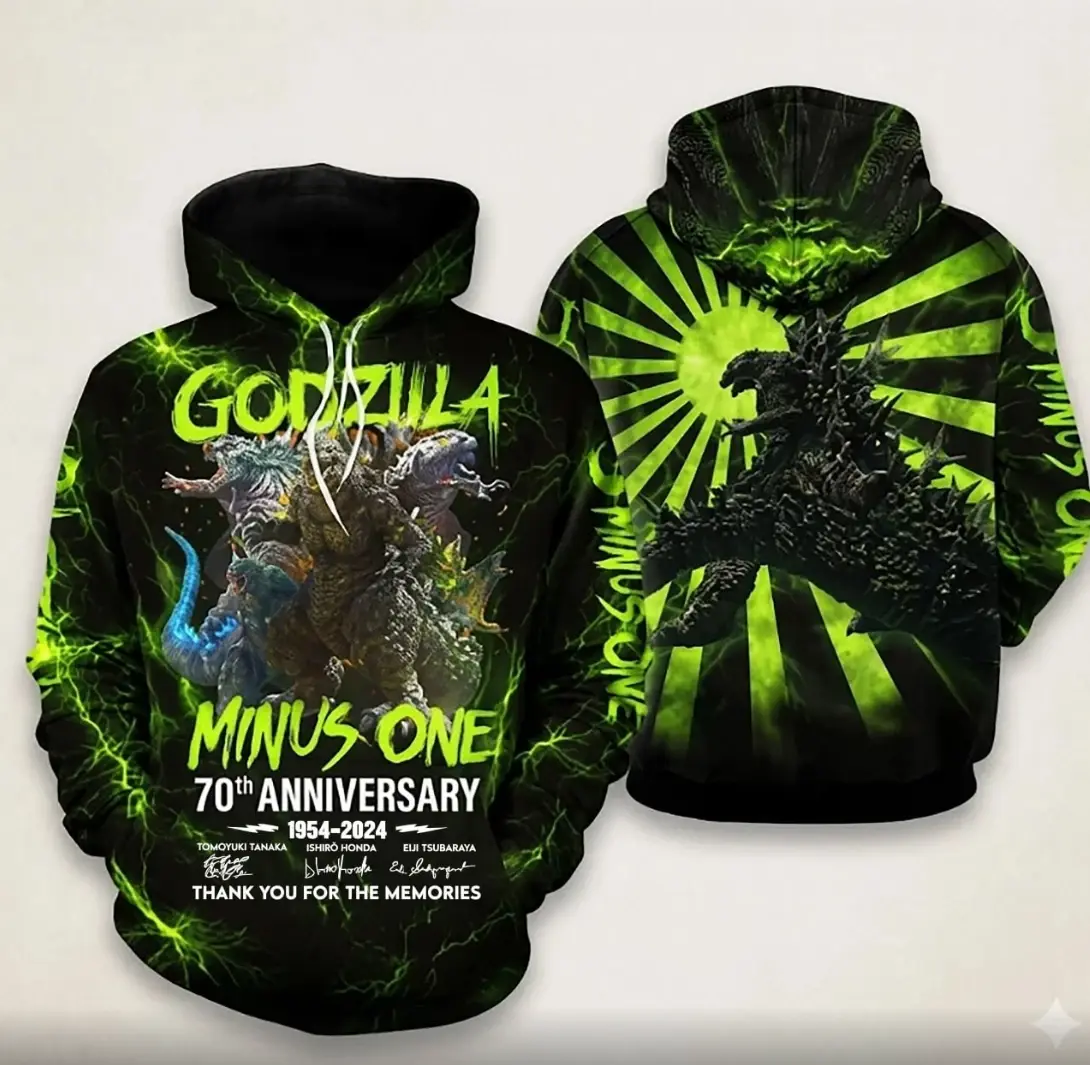 Godzilla Minus One 70th Anniversary Thanks Memories 3D Hoodie