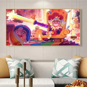 Unframed 2D Flat Brawl Stars Game Poster, Vibrant Wall Art, Cartoon Characters Canvas Painting, Home Decor for Living Room, Bedroom, Office