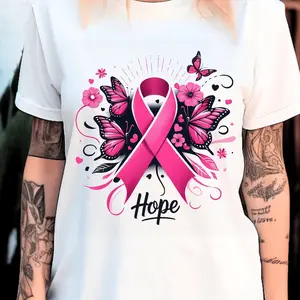 Cancer Hope Shirt, Pink Butterfly, Breast Cancer Awareness Shirt