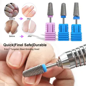5-in-1 Nail Drill Bits, Cross and Ultra-thin Versions, Suitable for Professional Electric Nail Drill Machines