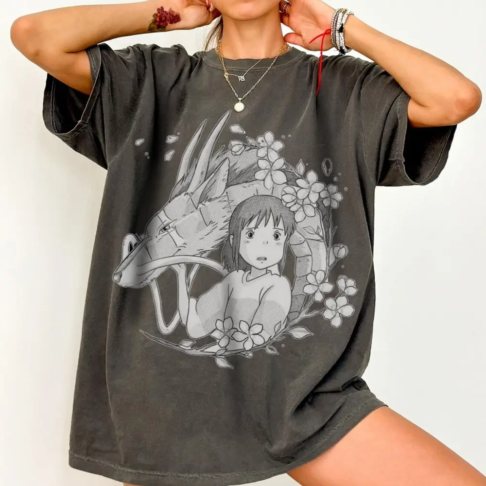 Chihiro and Haku T-Shirt, Spirited Away Ghibli Cotton Tee, Howls Moving Castle Shirt, Studio Ghibli Anime Shirt
