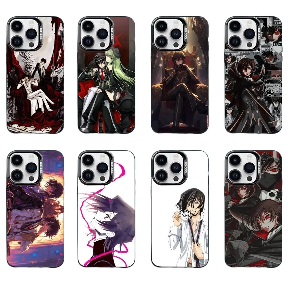 Anime Code G-Geass Cool Phone Cases For iPhone 17 Promax Pro Air 16 Plus 15 14 13 12 11 Black IMD Mattle Shockproof Protective Cover Gift For Birthday Christmas Halloween, Smartphone, Handheld