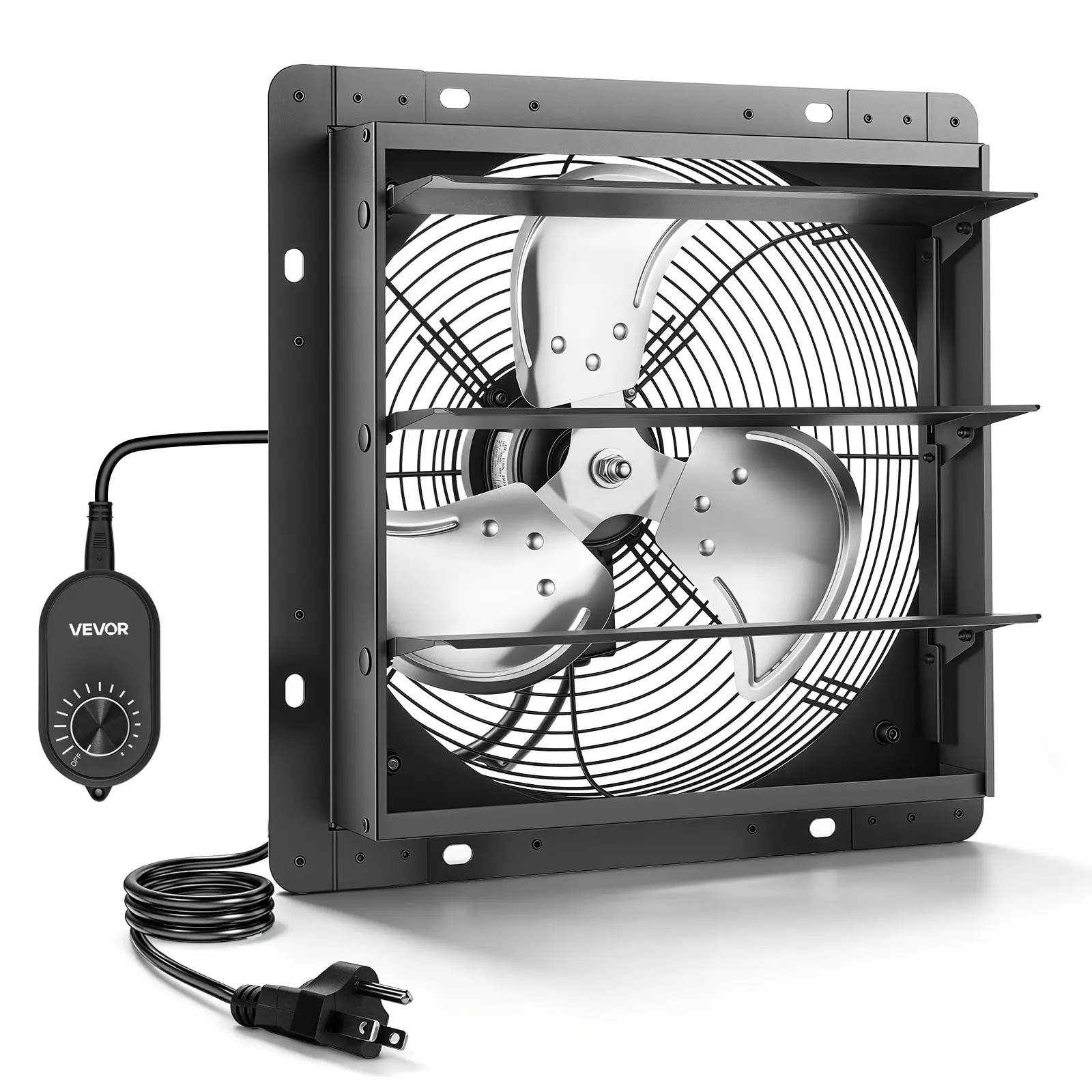 VEVOR 10 in Wall-Mount Shutter Exhaust Fan with Automatic Louvers, Variable Speed, Sturdy Steel Housing, Low Noise AC Motor, 874 CFM Ventilation & Cooling for Attic, Garage, Workshop
