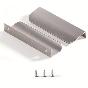 Brushed Nickel Pack of 5, Pack of 10 Edge Finger Pulls for Cabinets Kitchen Invisible Hardware Concealed Aluminum Hidden Bar Pull Drawer Handles Easy to Install 11.81", 6.3", 5", 4.72", 3.15 inch Overall Length