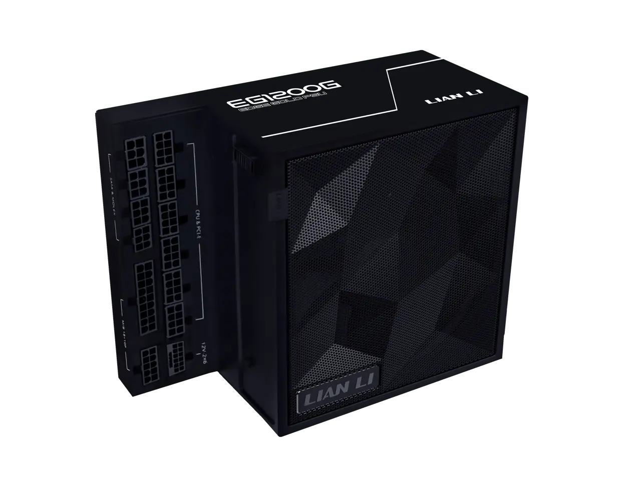 Lian Li Edge Serie - 1200W Full Modular Power Supply (Fan USB Hub Included) - Gold - ATX 3.1 - PCIE 5.1 Support - 12V-2x6 Connector - L-Shape Design for Dual Chamber Case - Black -EG1200G.BH