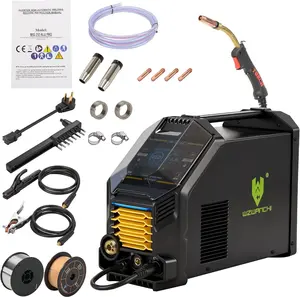 250A MIG Welder Gas, Mutil-process Aluminum MIG Welder with Clear LCD Display Gas MIG/Flux Core MIG/Lift TIG/ARC/Spot/Spool Gun 6 In 1 Wire Welder, 45° Beveled