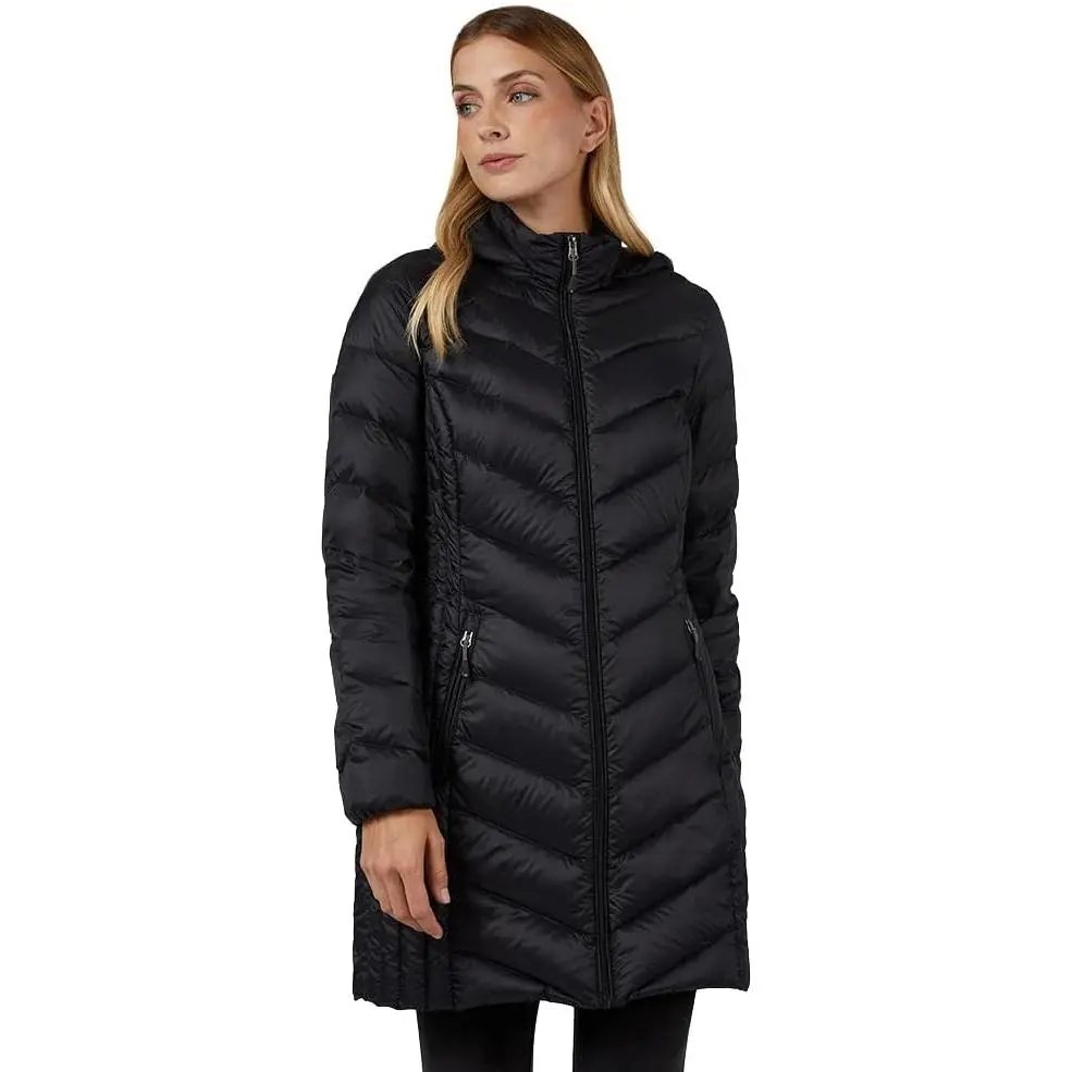 Women's Casual Puffer Jacket, Ultra-Light Down 3/4 Length Packable Long Sleeve Outerwear Tops - Travel Clothes, 32 Degrees Heat, Foldable, Lightweight