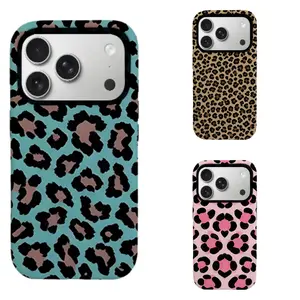 Leopard Print phone case Set, Colorful Turquoise/Pink/Brown Cheetah Print Protective Cover for iPhone 11/12/13/14/15/16/17 pro max series and Samsung S21-S26 series.Perfect for Her/Him Girly Phone Caseslovely gift