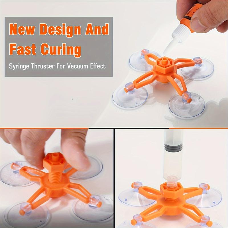 Windshield Repair Kit for Chips and Cracks, Rock Chip Repair Kit Windshield, for All Car Windshield Crack Repair Kit to Repair Scratches, with Curing and Pressurizing Device (Orange)