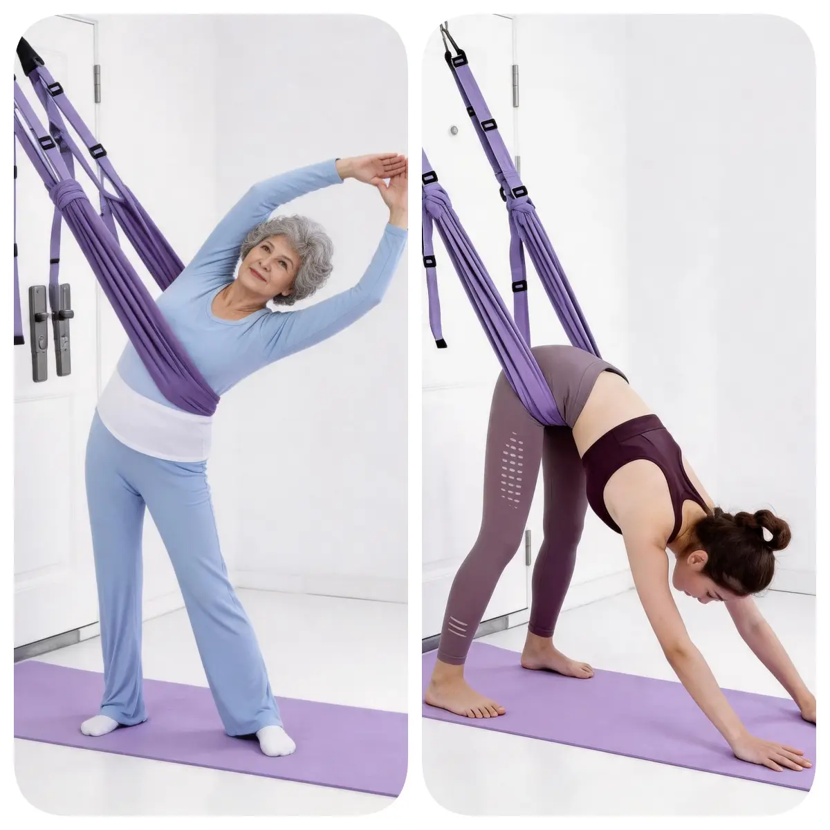 Door Stretch Strap for Flexibility - Yoga Leg Stretcher with Door Anchor, Adjustable Split Training Band for Ballet Dance Gymnastics Home Workout