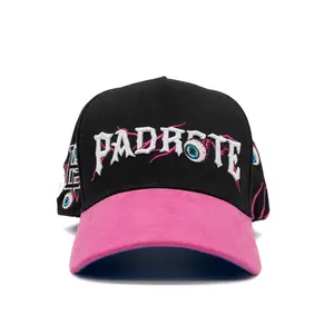 Black crazy eye hat- black/pink