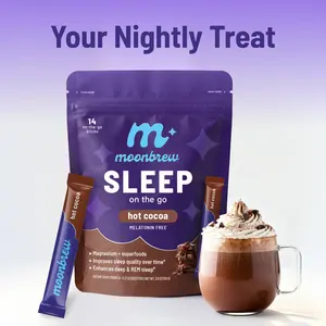 MoonBrew Hot Cocoa Sleep & Calm Stick Packs - Melatonin-Free Magnesium Mix with Superfoods | Sugar-Free, Vegan, Gluten-Free | 14 Single-Serve Packets
