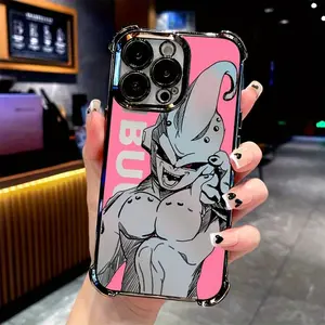 Anime Villain Character Buu Phone Case Compatible with for iphone 16 15 14 13 12 11 Pro Max X XR XS Max 8 7 Plus, Shockproof Transparent Soft Smartphone Cellphone Protection Screen Protector Cover Protective Casing White