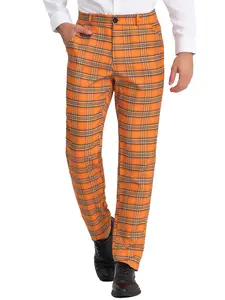 INSPIRE CHIC Men's Plaid Dress Pants Regular Fit Formal Business Checked Trousers