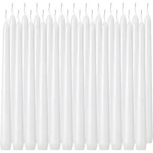 24 Pack Tall White Taper Candles, 10 inch (H) Dripless, Unscented Dinner Candle, Smokeless Taper Candles, Paraffin Wax with Cotton Wicks, 8 Hours Burn Time