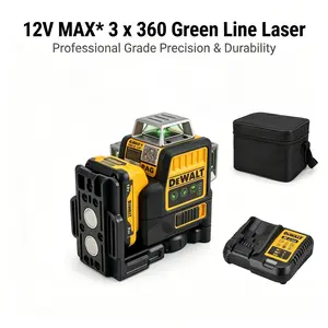 DEWALT 089 3x360 Green Laser Level 12V MAX Li-Ion Battery IP65 Rated Self-Leveling Three-Plane Alignment Tool with Magnetic Bracket and Storage Bag for Professional Construction Measuring Alignment